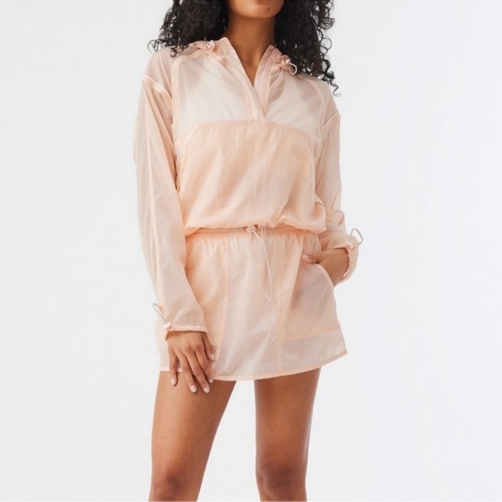 Outdoor Voices Set- Sheer Peach Hooded Winderbreaker and Skirt Set - Size Small